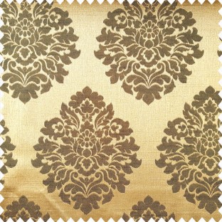 Gold black color traditional damask designs texture finished surface swirls horizontal lines polyester main curtain